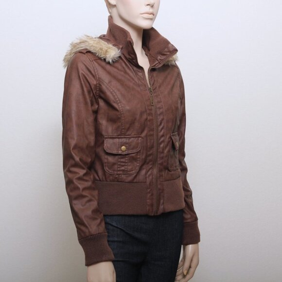Ashley by 26 international Leather Jacket with Detachable Faux Fur Hood - Picture 6 of 14